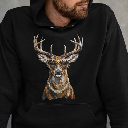 Best Thanksgiving Family Shirt , Funny Thanksgiving UnisexT-Shirt/Hoodie/Sweatshirt HLT00 - Glam Whitetail Deer Wearing Sunglasses Necklace Hunting T-Shirt
