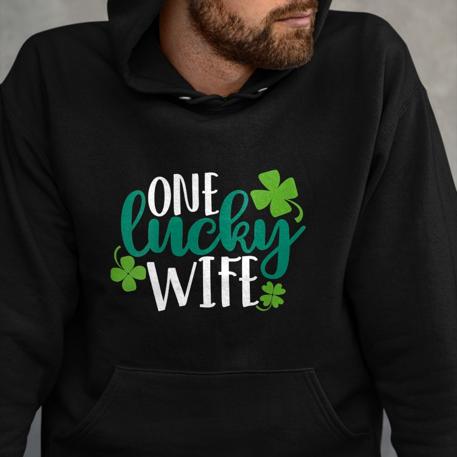 Best Wife Shirt, Wife and Husband Unisex T-Shirt/Hoodie/Sweatshirt HLT00 - Gift for wife T shirt, lucky wife   Womens One Lucky Wife Irish St Patricks Day Womens Girls Funny G