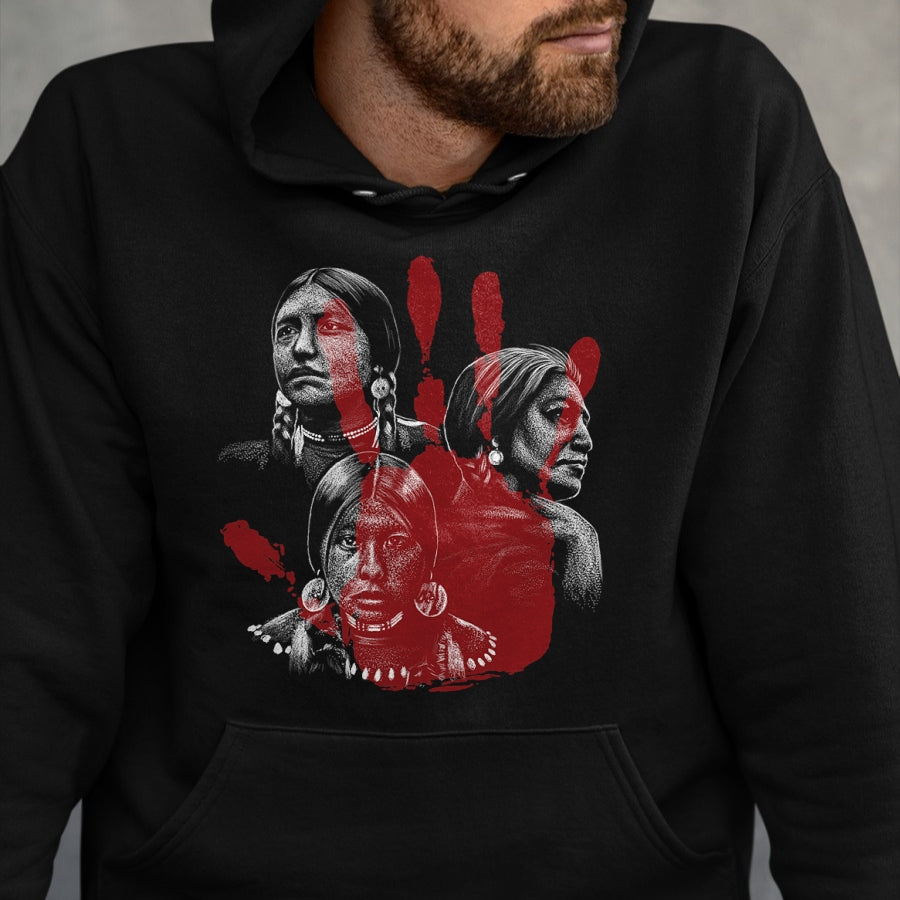 Native American T-Shirts, Vintage Native American Unisex T-Shirt/Hoodie/Sweatshirt HLT00 - Native American Indigenous Red Hand Indian Blood Themed (4)