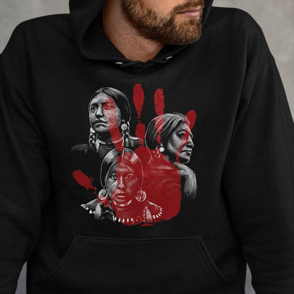 Native American T-Shirts, Vintage Native American Unisex T-Shirt/Hoodie/Sweatshirt HLT00 - Native American Indigenous Red Hand Indian Blood Themed (4)