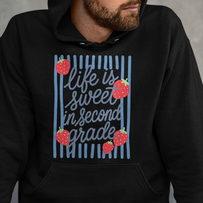 Best Teacher Shirt, Funny Teacher UnisexT-Shirt/Hoodie/Sweatshirt HLT00 - Striped Life is Sweet in Second Grade Strawberries Teacher T-Shirt