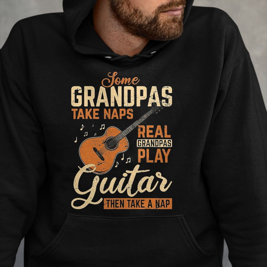 Guitar Lover Shirt, Funny Guitar UnisexT-Shirt/Hoodie/Sweatshirt HLT00 - Real Grandpas Play Guitar Then Take Nap Funny Guitarist T-Shirt, Men, Black, 3X-Large