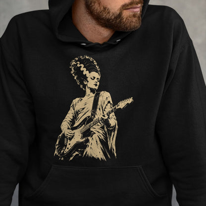 Guitar Lover Shirt, Funny Guitar UnisexT-Shirt/Hoodie/Sweatshirt HLT00 - Bride of Frankenstein Playing Guitar Halloween Guitarist T-Shirt
