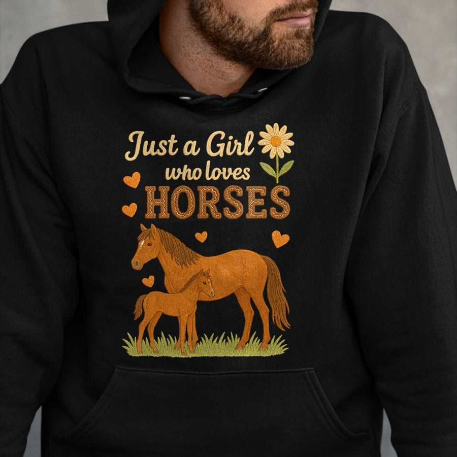 Best Horse Lover Shirt , Funny Horse UnisexT-Shirt/Hoodie/Sweatshirt HLT00 - Just A Girl Who Loves Horses Cute Horse Riding for Women T-Shirt
