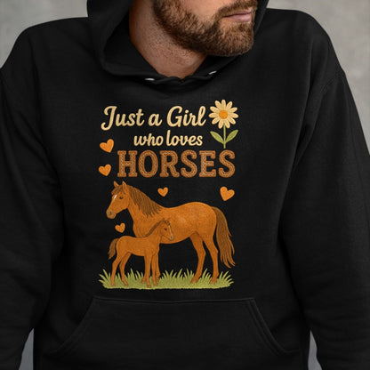 Best Horse Lover Shirt , Funny Horse UnisexT-Shirt/Hoodie/Sweatshirt HLT00 - Just A Girl Who Loves Horses Cute Horse Riding for Women T-Shirt