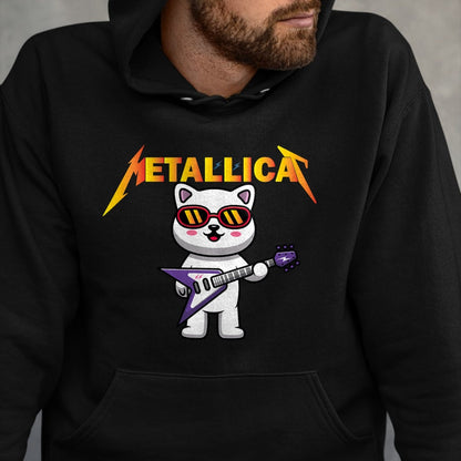 Guitar Lover Shirt, Funny Guitar UnisexT-Shirt/Hoodie/Sweatshirt HLT00 - Metallicat- Funny Cat Rock Cat Playing Guitar T-Shirt for Men Women Girls Kids