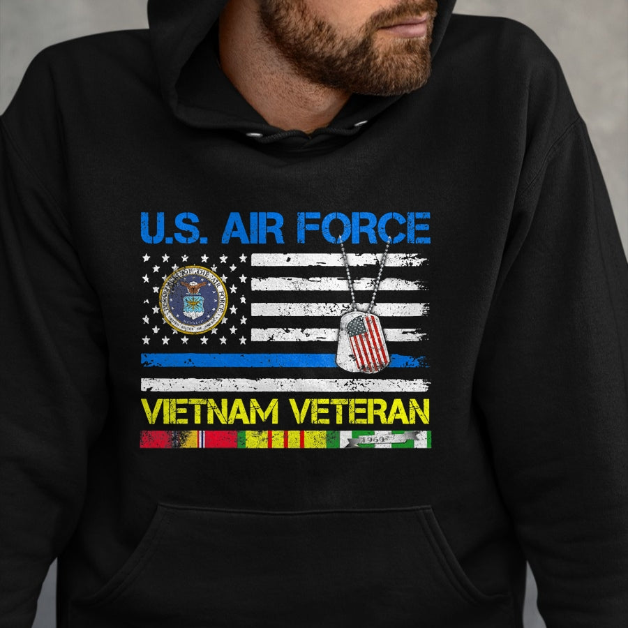 Proud Veteran Shirt, Funny Veteran UnisexT-Shirt/Hoodie/Sweatshirt HLT00 - Men U.S Air Force Vietnam Veteran, USAF Veteran Flag Vintage T-Shirt