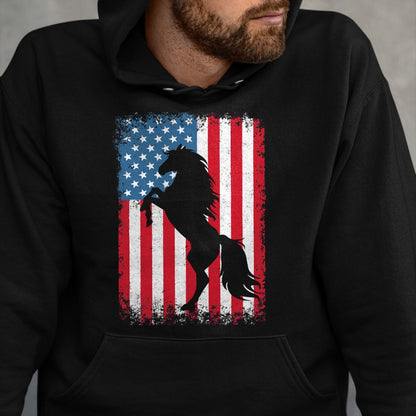 Best Horse Lover Shirt , Funny Horse UnisexT-Shirt/Hoodie/Sweatshirt HLT00 - Horse American Flag USA 4th of July Men Women Boys Girls T-Shirt