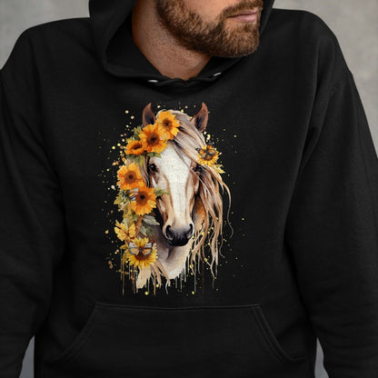 Best Horse Lover Shirt , Funny Horse UnisexT-Shirt/Hoodie/Sweatshirt HLT00 - Sunflower Horse Portrait CowGirl Equestrian Horseback Riding T-Shirt
