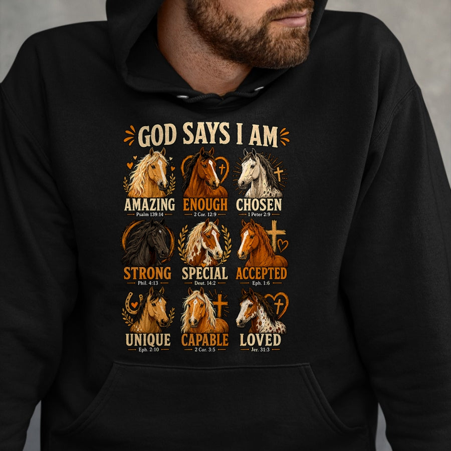 Best Horse Lover Shirt , Funny Horse UnisexT-Shirt/Hoodie/Sweatshirt HLT00 - God Says I Am Horse Bible Verse Faith Affirmation T-Shirt