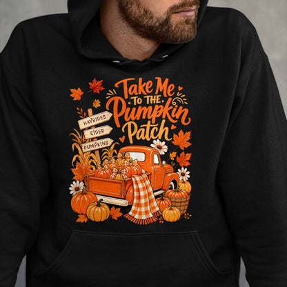 Best Thanksgiving Family Shirt , Funny Thanksgiving UnisexT-Shirt/Hoodie/Sweatshirt HLT00 - Take Me to The Pumpkin Patch Autumn Fall Vintage Truck T-Shirt