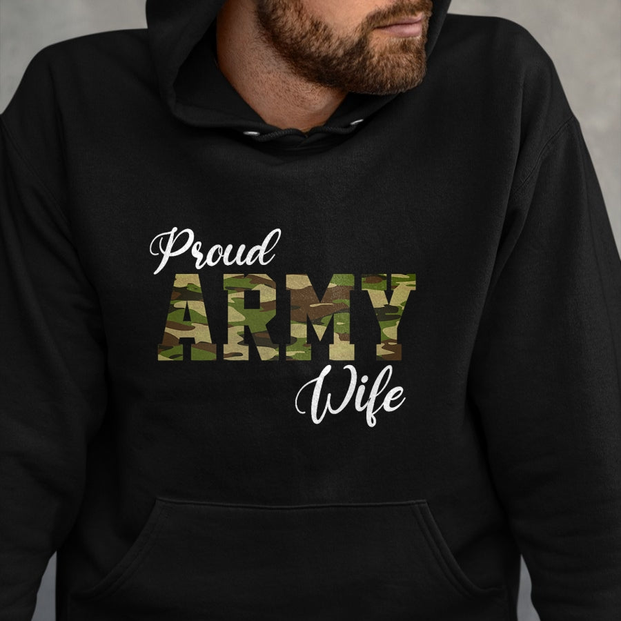 Best Wife Shirt, Wife and Husband Unisex T-Shirt/Hoodie/Sweatshirt HLT00 - Gift for wife T shirt, lucky wife   Proud Army Wife For Military Wife Of A Brave US Soldier T-Shirt