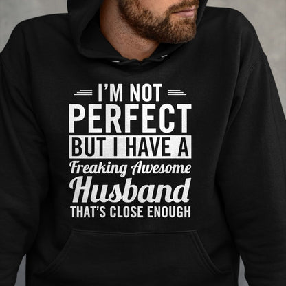Best Wife Shirt, Wife and Husband Unisex T-Shirt/Hoodie/Sweatshirt HLT00 - Womens I'm Not Perfect But I Have A Freaking Awesome Husband V-Neck T-Shirt
