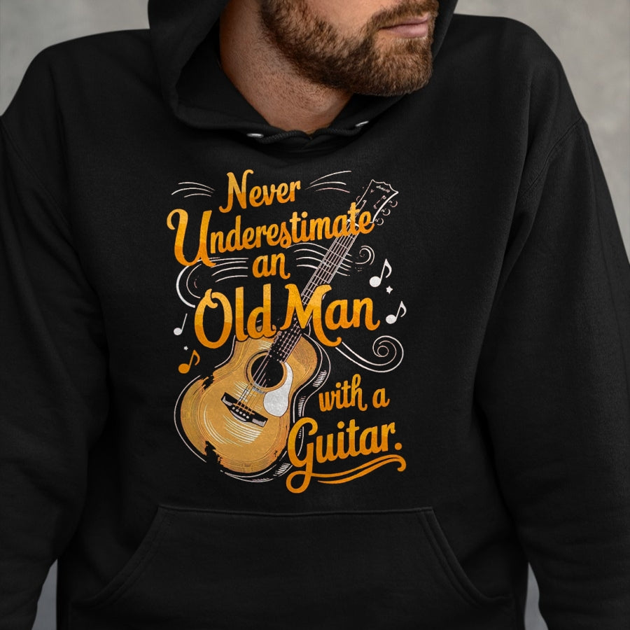 Guitar Lover Shirt, Funny Guitar UnisexT-Shirt/Hoodie/Sweatshirt HLT00 - Never Underestimate an Old Man with A Guitar Player T-Shirt, Men, Black, 3X-Large