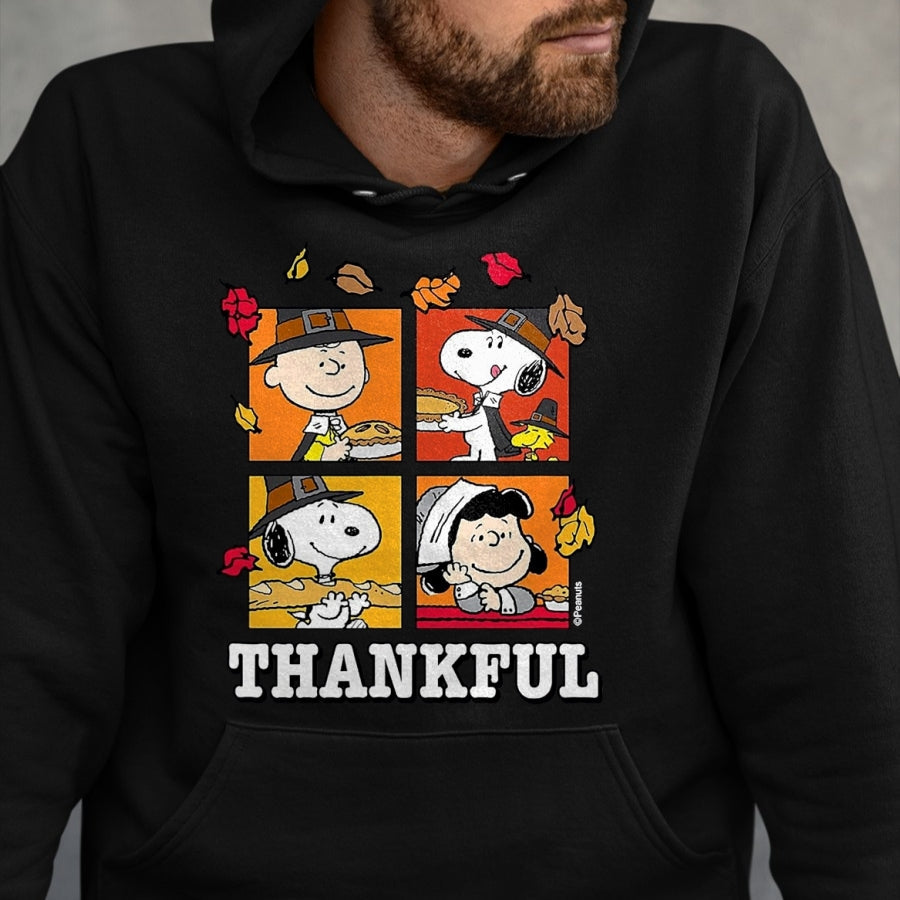 Best Thanksgiving Family Shirt , Funny Thanksgiving UnisexT-Shirt/Hoodie/Sweatshirt HLT00 - Peanuts - Peanuts - Snoopy Charlie Brown Lucy Thankful T-Shirt, Men, Black, 3X-Large
