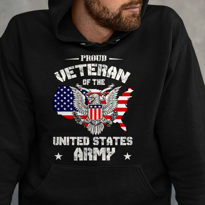 Proud Veteran Shirt, Funny Veteran UnisexT-Shirt/Hoodie/Sweatshirt HLT00 - Proud Veteran of The US Army - USA Flag Soldier Veteran T-Shirt