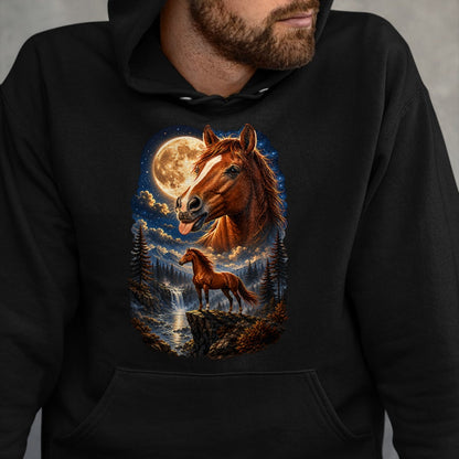 Best Horse Lover Shirt , Funny Horse UnisexT-Shirt/Hoodie/Sweatshirt HLT00 - Funny Horse Howling to The Moon Meme Mystical Horse Art T-Shirt