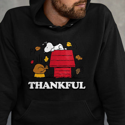 Best Thanksgiving Family Shirt , Funny Thanksgiving UnisexT-Shirt/Hoodie/Sweatshirt HLT00 - Peanuts - Snoopy Thankful Turkey with Fall Leaves T-Shirt