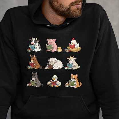 Best Teacher Shirt, Funny Teacher UnisexT-Shirt/Hoodie/Sweatshirt HLT00 - Cute Farm Animal Reading Book Bookish Reader Teacher Library T-Shirt