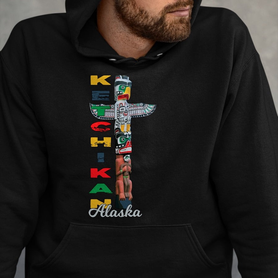 Native American T-Shirts, Vintage Native American Unisex T-Shirt/Hoodie/Sweatshirt HLT00 - Ketchikan Alaska Totem Pole Native Art Souvenir Keepsake