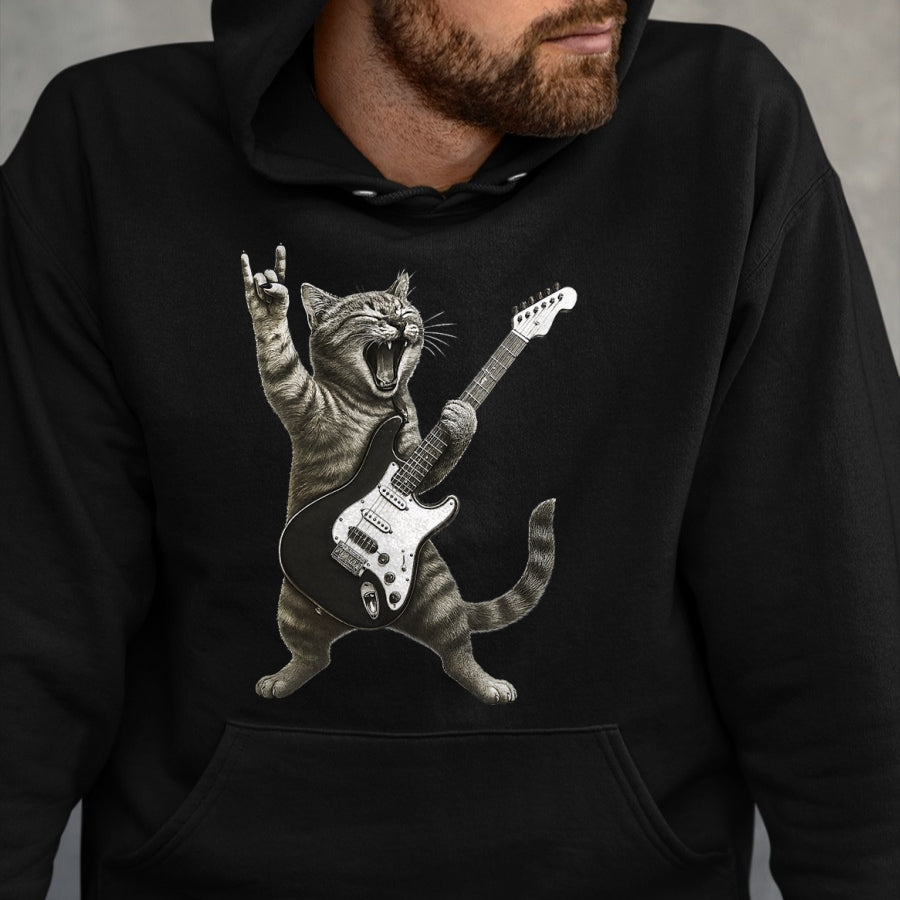 Guitar Lover Shirt, Funny Guitar UnisexT-Shirt/Hoodie/Sweatshirt HLT00 - Funny Cat Playing Guitar Rock and Roll Gifts Men Women Kids T-Shirt