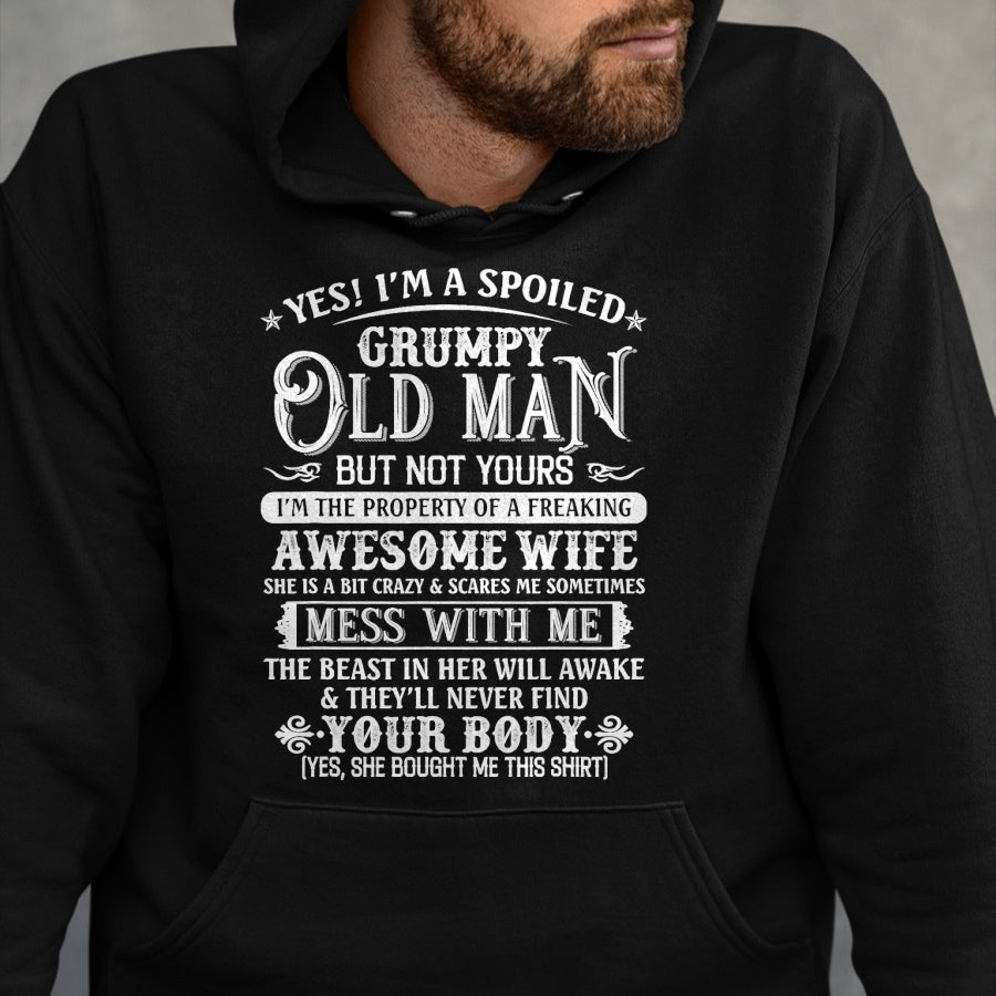 Best Wife Shirt, Wife and Husband Unisex T-Shirt/Hoodie/Sweatshirt HLT00 - Gift for wife T shirt, spoiled wife   Yes I'm A Spoiled Grumpy Old Man But Not Yours Awesome Wife T- (1)