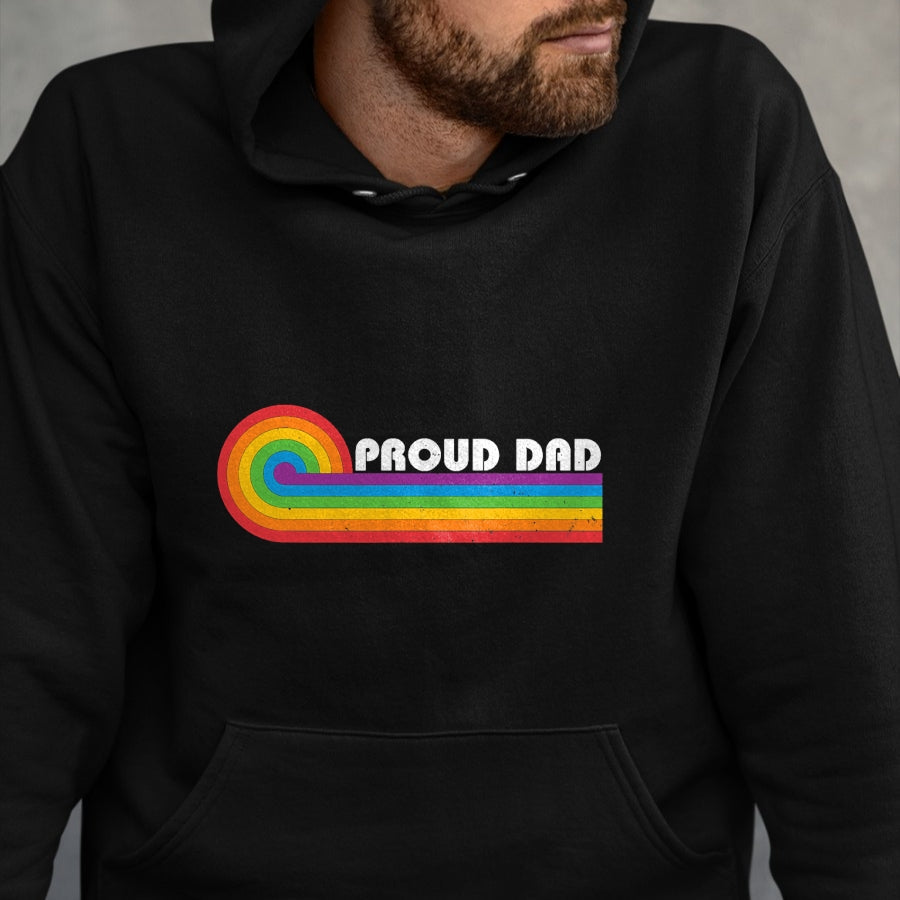 Gift for Dad Shirt, Funny Dad Unisex T-Shirt/Hoodie/Sweatshirt HLT00 – Proud Dad Gay Pride LGBT Flag Vintage Parent Father_s Day T-Shirt