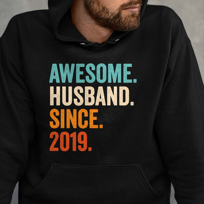 Best Wife Shirt, Wife and Husband Unisex T-Shirt/Hoodie/Sweatshirt HLT00 - Awesome Husband Since 2019 5th wedding anniversary 5 years T-Shirt