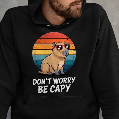 Cute Capybara Shirt, Funny Capybara Unisex T-Shirt/Hoodie/Sweatshirt HLT00 - Don_t Worry Be Capy Relaxed Capybara Lovers Summer Vibes T-Shirt