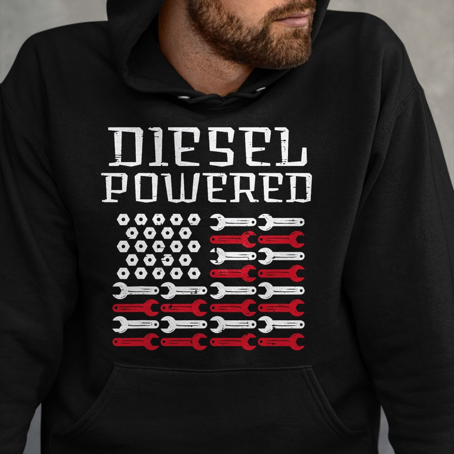 Best Mechanic Life Shirt, Funny Mechanic UnisexT-Shirt/Hoodie/Sweatshirt HLT00 - Diesel Powered US Flag Auto Mechanic Patriot Men Women Kids T-Shirt