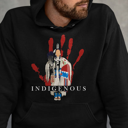 Native American T-Shirts, Vintage Native American Unisex T-Shirt/Hoodie/Sweatshirt HLT00 - Native American Indigenous Red Hand Indian Blood Themed (1)