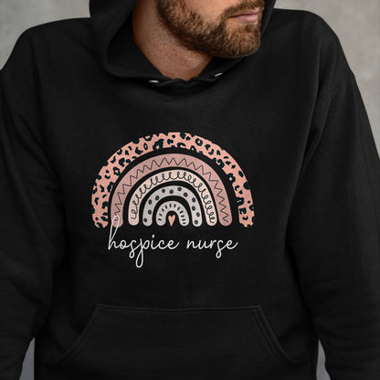 Funny Nurse Shirt, Nurse Unisex T-Shirt/Hoodie/Sweatshirt HLT00 - Hospice Nurse Leopard Rainbow Graduation Medical Nursing RN T-Shirt