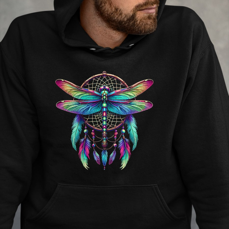 Native American T-Shirts, Vintage Native American Unisex T-Shirt/Hoodie/Sweatshirt HLT00 - Dragonfly Dream Catcher - Native American Dreamcatcher