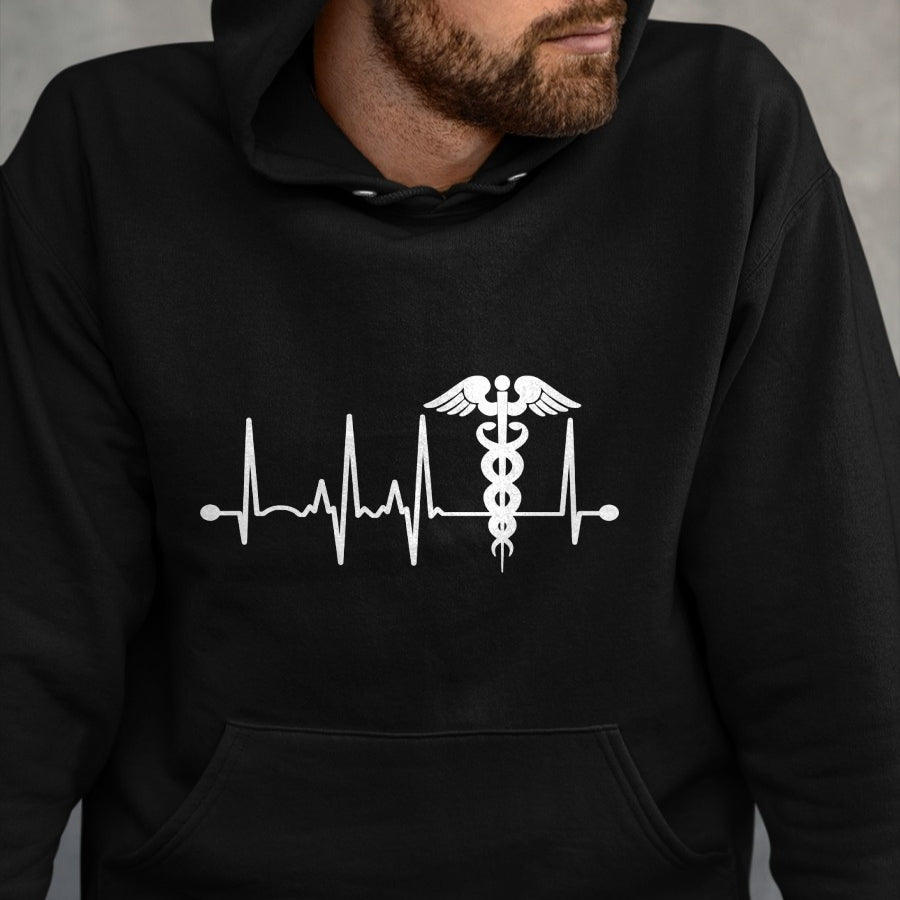 Best Doctor Shirt, Funny Doctor UnisexT-Shirt/Hoodie/Sweatshirt HLT00 - Heartbeat Caduceus For Women Men Nurse Physician Doctor Long Sleeve T-Shirt