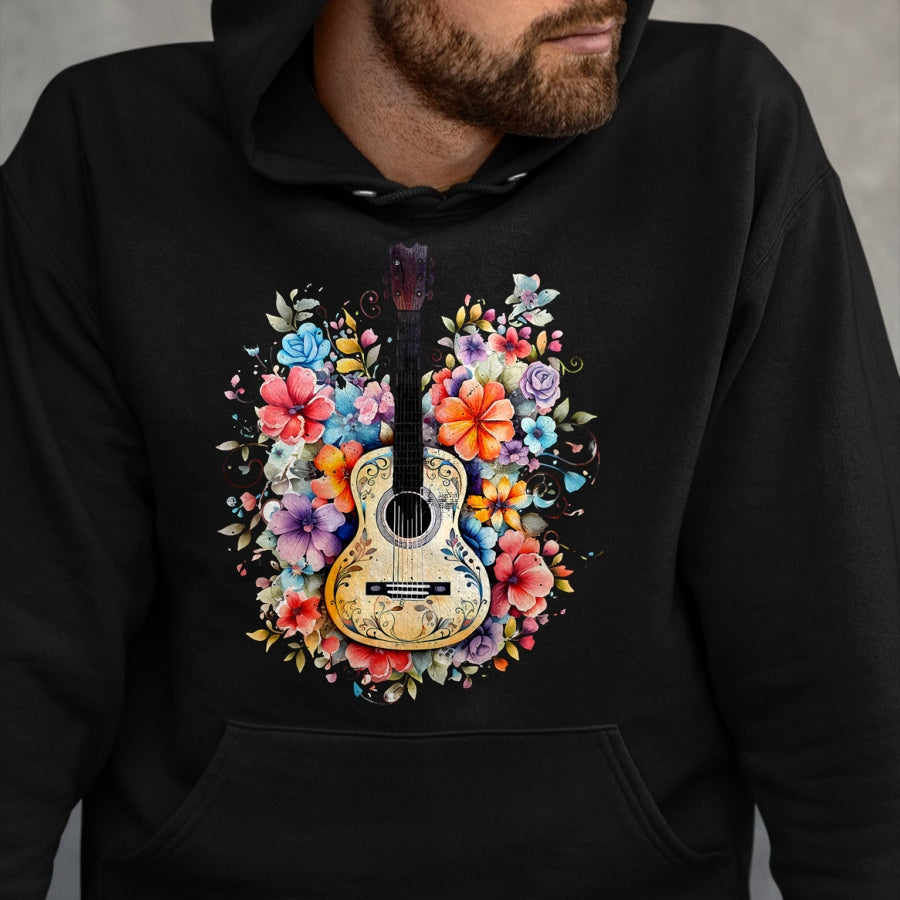 Guitar Lover Shirt, Funny Guitar UnisexT-Shirt/Hoodie/Sweatshirt HLT00 - Floral Guitar Graphic Guitarist Gift Mens Womens Dad Girl T-Shirt