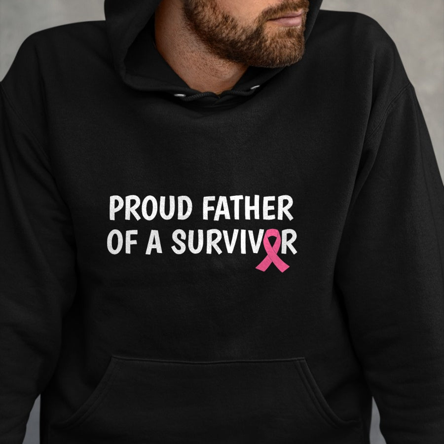 Gift for Dad Shirt, Funny Dad Unisex T-Shirt/Hoodie/Sweatshirt HLT00 – Mens Breast Cancer TShirt Proud Father Survivor Pink Support Tee