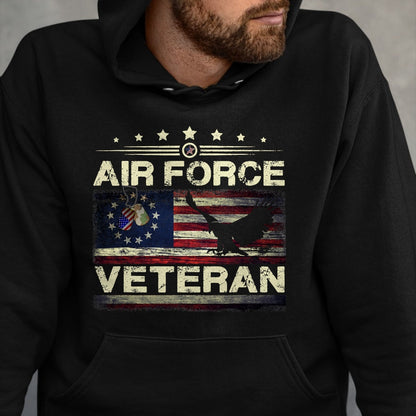 Proud Veteran Shirt, Funny Veteran UnisexT-Shirt/Hoodie/Sweatshirt HLT00 - Veteran US Air Force Tshirt - American Betsy Ross Flag T-Shirt
