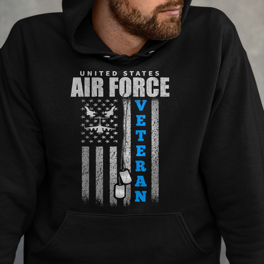 Proud Veteran Shirt, Funny Veteran UnisexT-Shirt/Hoodie/Sweatshirt HLT00 - Veteran of The US Air Force USA Flag Veterans T-Shirt
