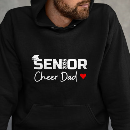 Gift for Dad Shirt, Funny Dad Unisex T-Shirt/Hoodie/Sweatshirt HLT00 – Proud Cheer Dad Of A Class Of 2025 Senior Graduate Red Heart T-Shirt