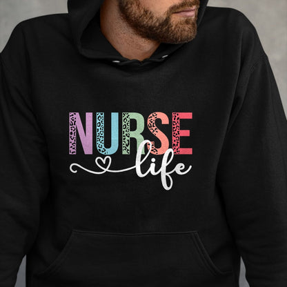 Funny Nurse Shirt, Nurse Unisex T-Shirt/Hoodie/Sweatshirt HLT00 - Women Nurse Life RN LPN CNA Leopard Nurse Week Healthcare T-Shirt