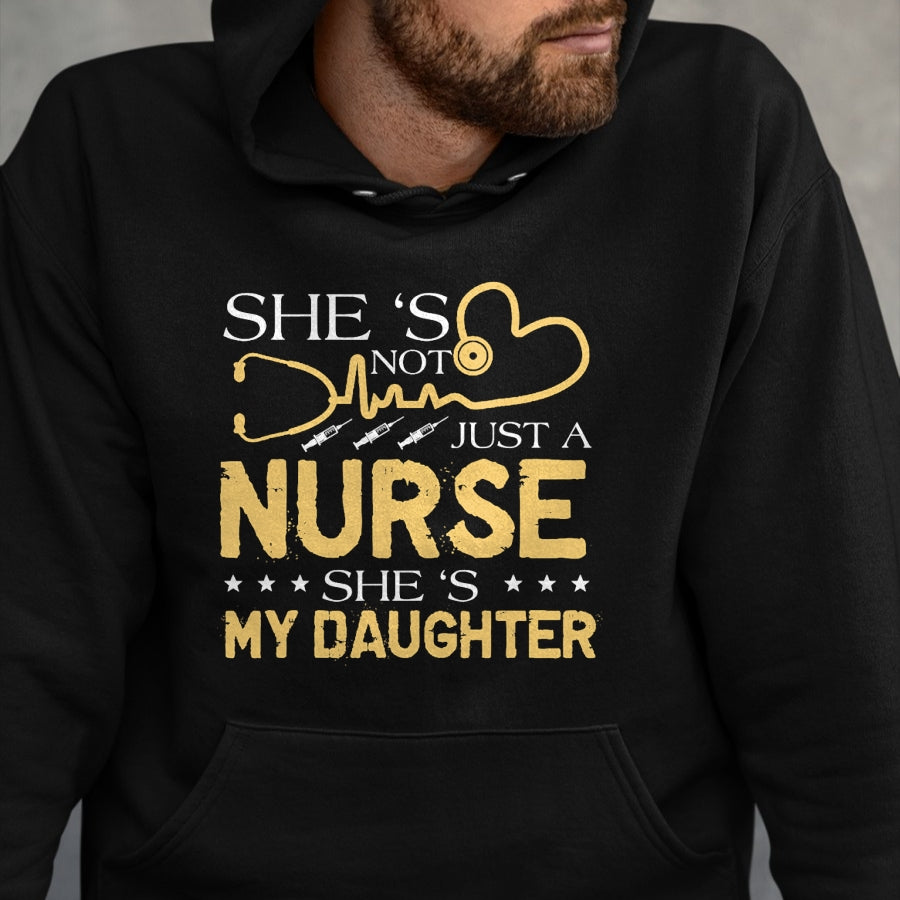 Funny Nurse Shirt, Nurse Unisex T-Shirt/Hoodie/Sweatshirt HLT00 - My Daughter Is A Nurse Proud Nurse's Mom Dad RN LPN Family T-Shirt (3)