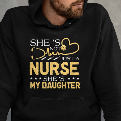 Funny Nurse Shirt, Nurse Unisex T-Shirt/Hoodie/Sweatshirt HLT00 - My Daughter Is A Nurse Proud Nurse's Mom Dad RN LPN Family T-Shirt (3)