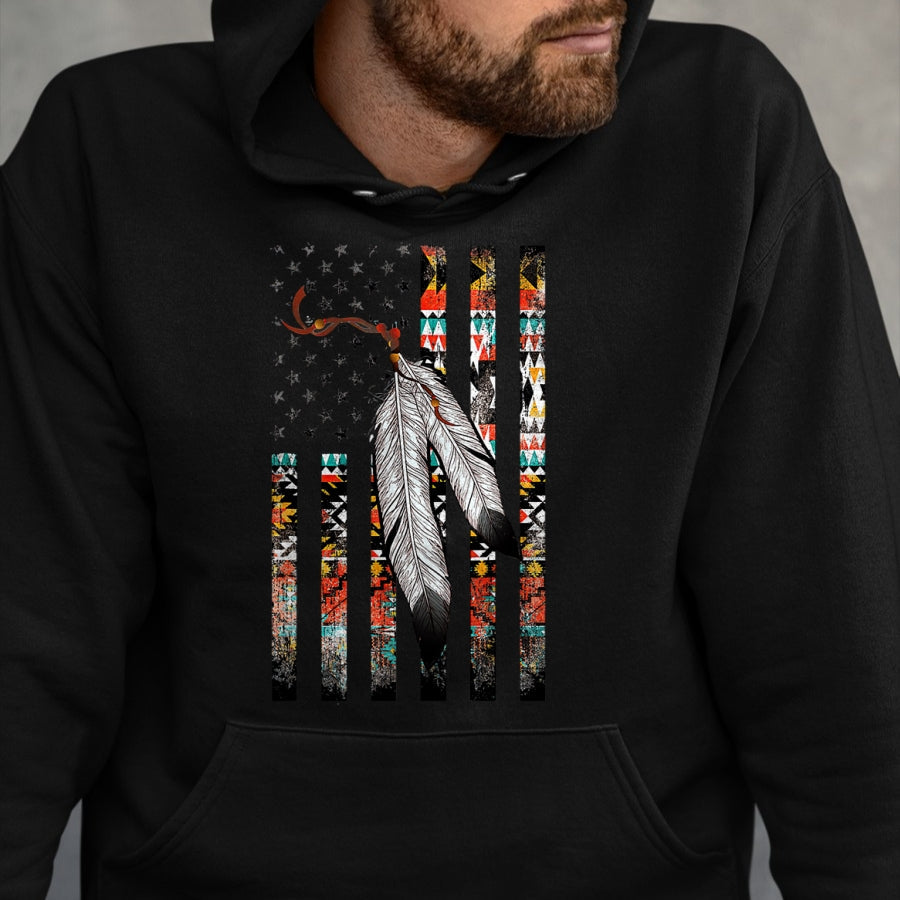 Native American T-Shirts, Vintage Native American Unisex T-Shirt/Hoodie/Sweatshirt HLT00 - Native American Justice Day Shirt, Tribe Feather Flag