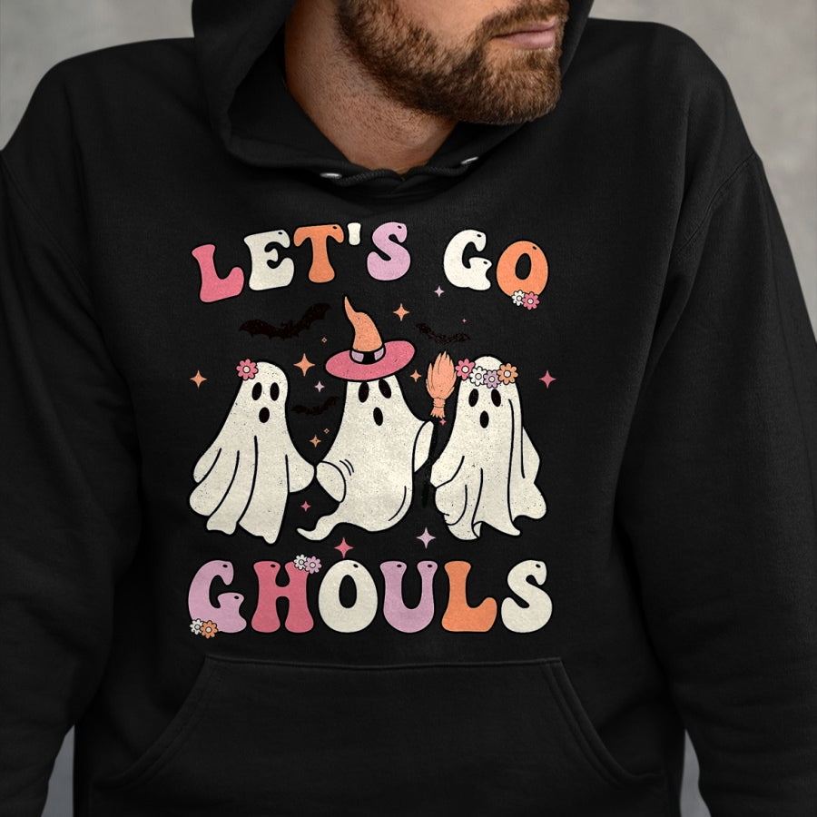 Best Thanksgiving Family Shirt , Funny Thanksgiving UnisexT-Shirt/Hoodie/Sweatshirt HLT00 - Retro Groovy Let's Go Ghouls Halloween Ghost Outfit Costumes T-Shirt