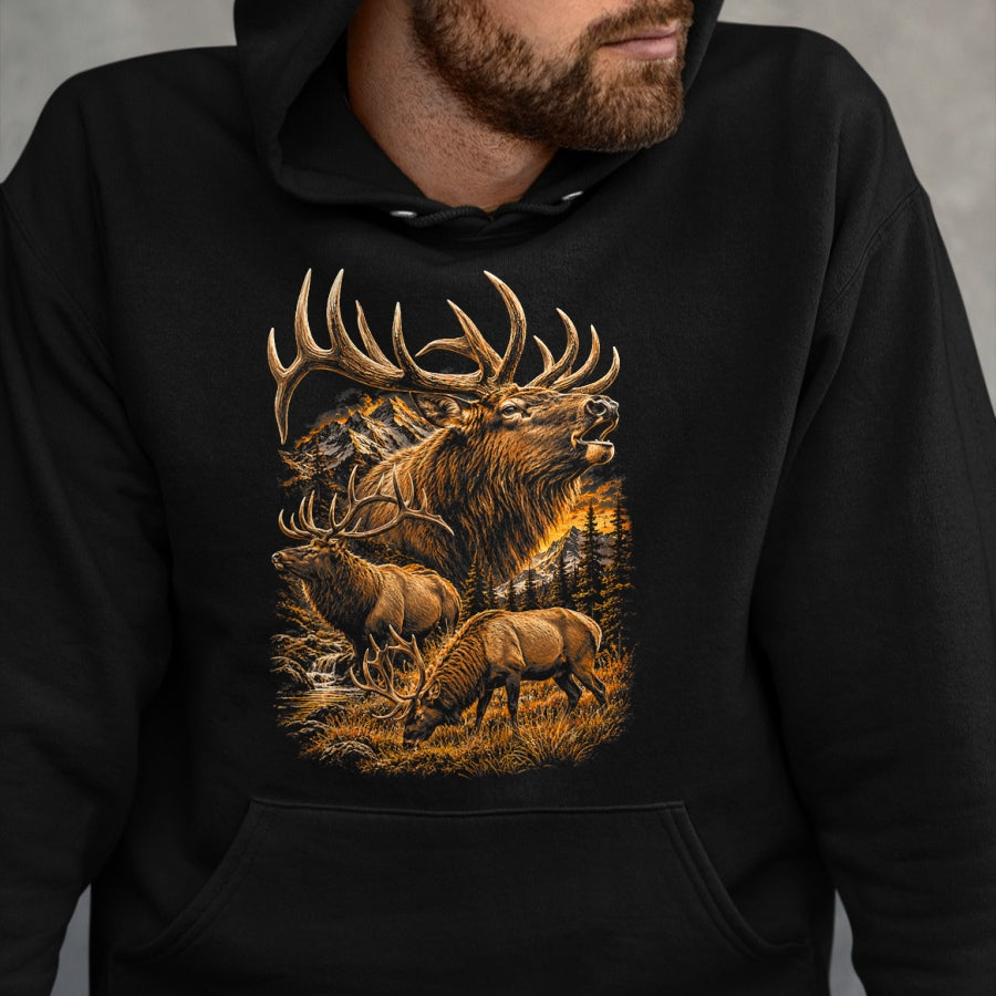 Funny Hunting Shirt, Gift For Hunting Lover Unisex T-Shirt/Hoodie/Sweatshirt HLT00 - Elk Hunting Wilderness Mountain Wildlife Bull Elk T-Shirt