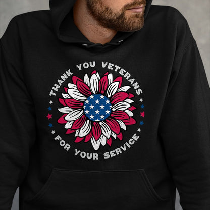 Proud Veteran Shirt, Funny Veteran UnisexT-Shirt/Hoodie/Sweatshirt HLT00 - Thank You Veterans Sunflower, Military Veterans Day Tribute T-Shirt, Men, Black, 3X-Large