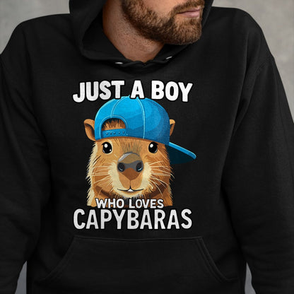 Cute Capybara Shirt, Funny Capybara Unisex T-Shirt/Hoodie/Sweatshirt HLT00 - Just A Boy Who Loves Capybaras T-Shirt