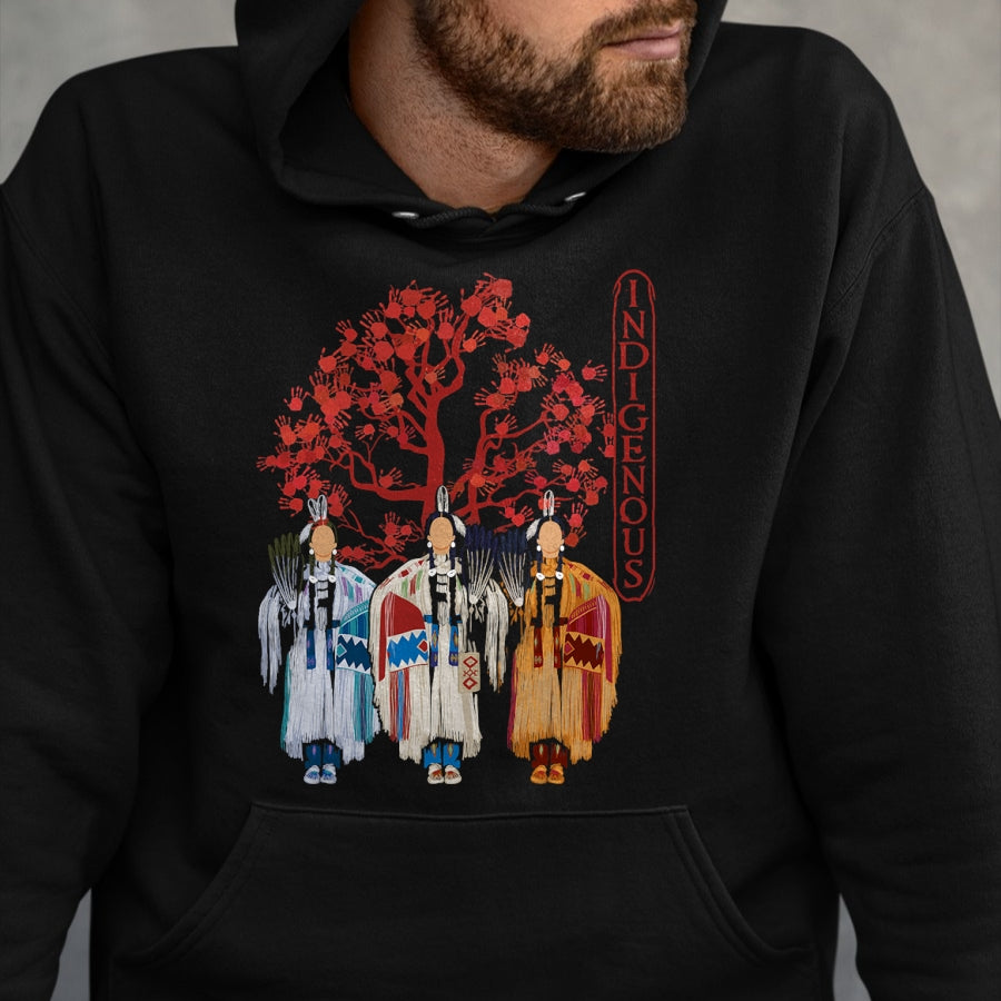 Native American T-Shirts, Vintage Native American Unisex T-Shirt/Hoodie/Sweatshirt HLT00 - Native American Indigenous Red Hand Indian Blood Themed (5)