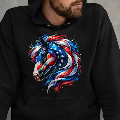 Best Horse Lover Shirt , Funny Horse UnisexT-Shirt/Hoodie/Sweatshirt HLT00 - Horse 4th of July Patriotic Horse Graphic American Flag T-Shirt
