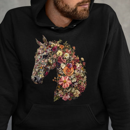 Best Horse Lover Shirt , Funny Horse UnisexT-Shirt/Hoodie/Sweatshirt HLT00 - Horse Lover Gifts Floral Horse T-Shirt - Unisex-Adult, Classic Fit, Black, Small, Short Sleeve, Cott